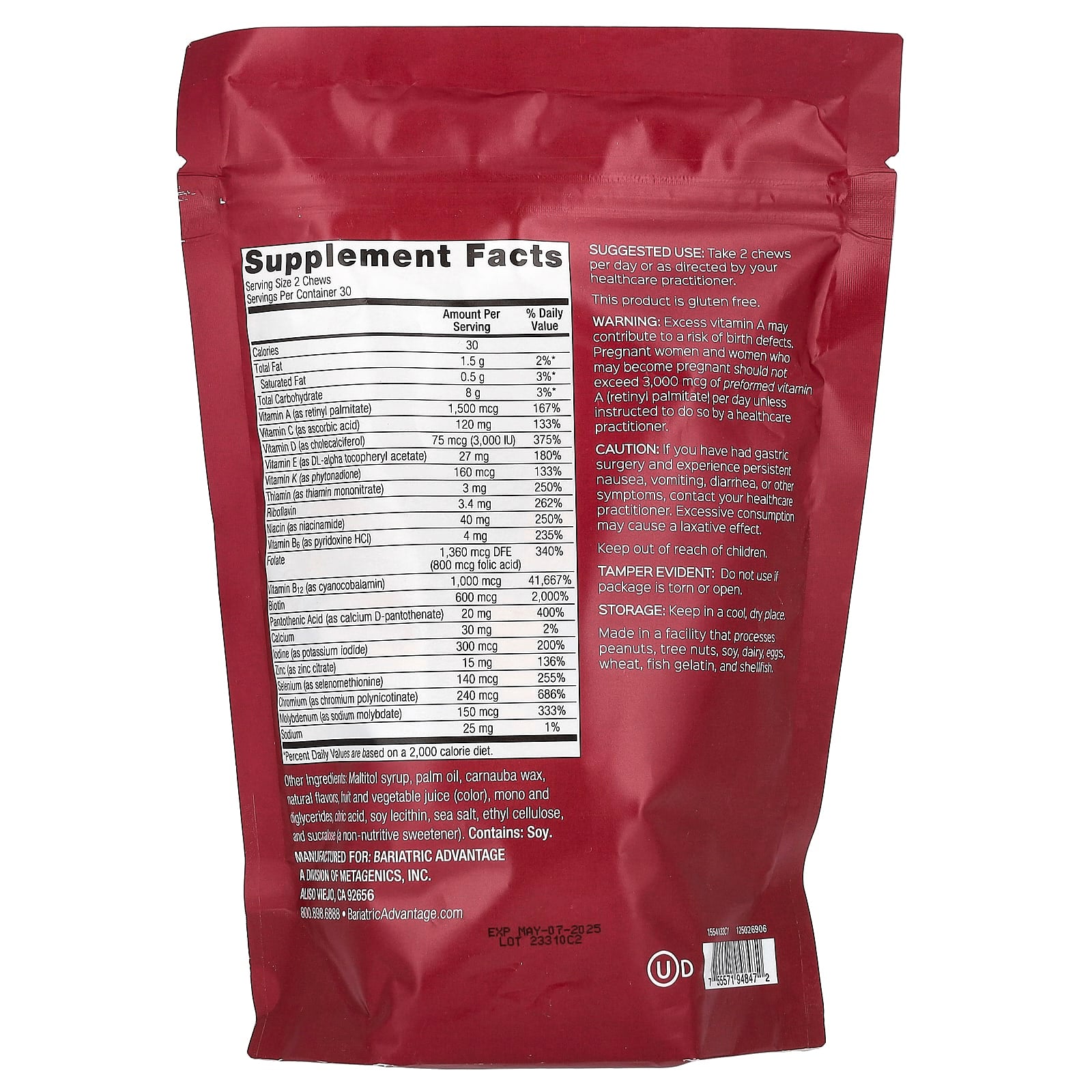 Bariatric Advantage, Multi Chewy Bite, Tropical Orange, 60 Soft Chews