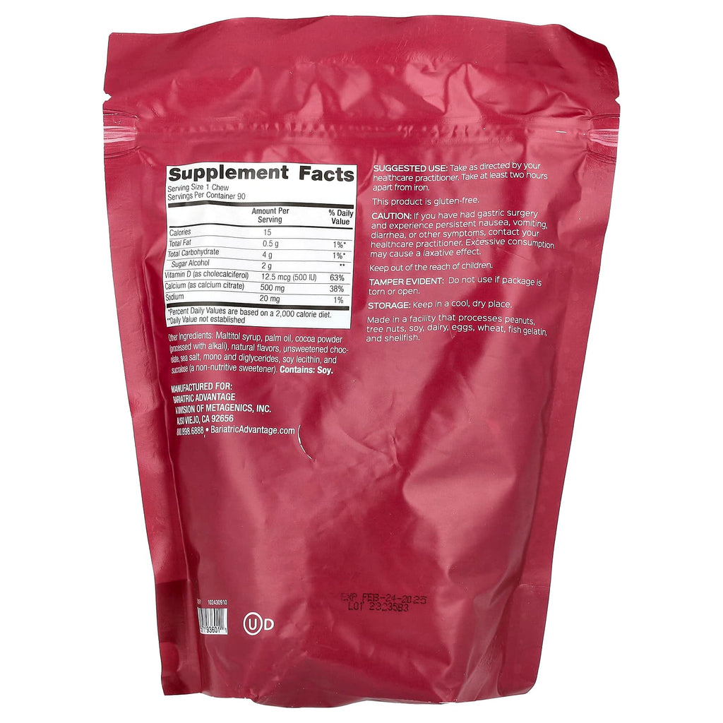 Bariatric Advantage, Calcium Citrate Chewy Bite, Sugar-Free, Chocolate, 90 Soft Chews