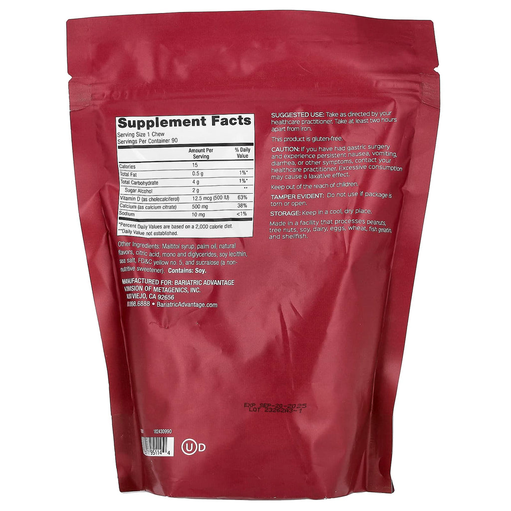 Bariatric Advantage, Calcium Citrate Chewy Bite, Sugar-Free, Pineapple Mango, 90 Soft Chews