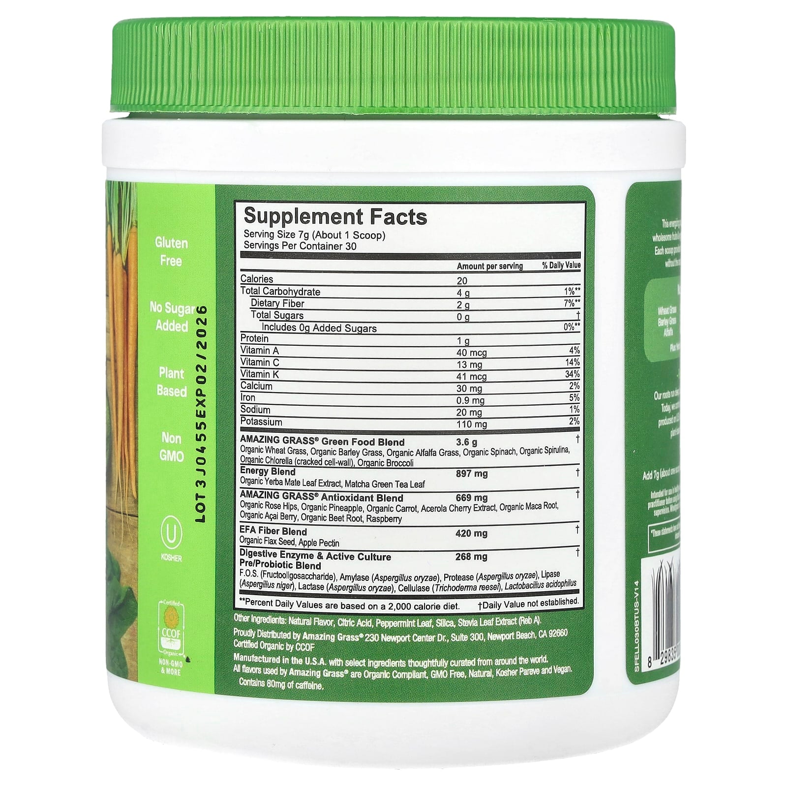 Amazing Grass, Greens Blend, Energy, Lemon Lime, 7.4 oz (210 g)