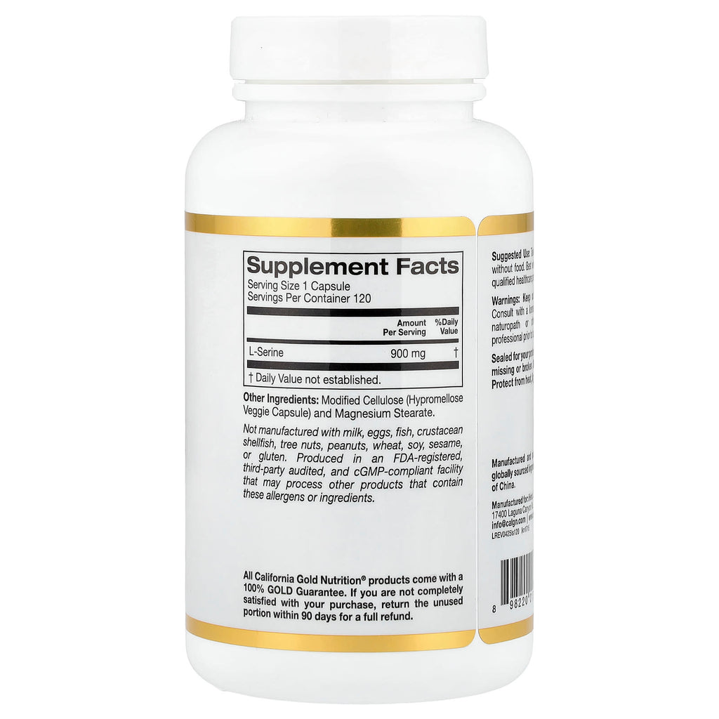 California Gold Nutrition, L-Serine, 900 mg, 120 Veggie Capsules