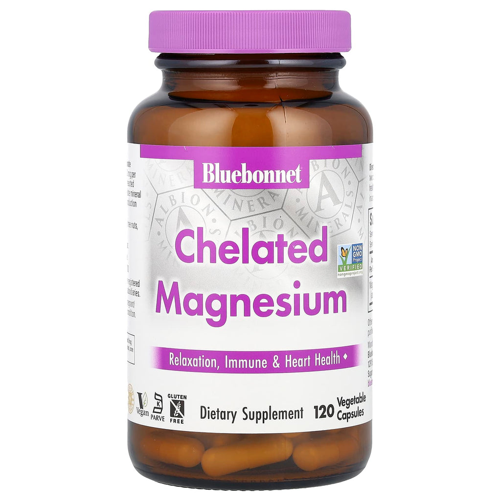 Bluebonnet Nutrition, Chelated Magnesium, 120 Vegetable Capsules (100 mg per Capsule)