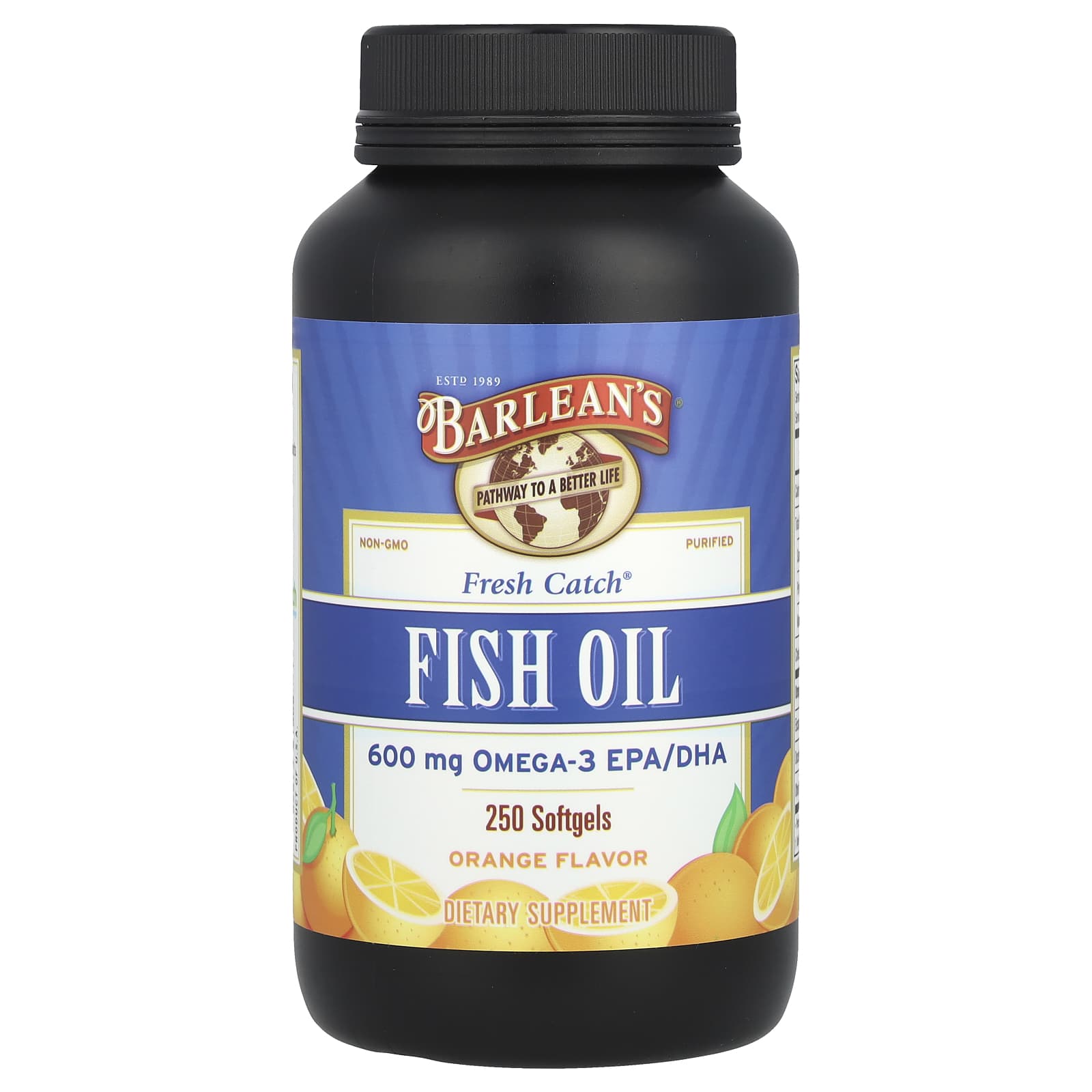 Barlean's, Fresh Catch®, Fish Oil, Omega-3 EPA/DHA, Orange, 250 Softgels (300 mg per Softgel)