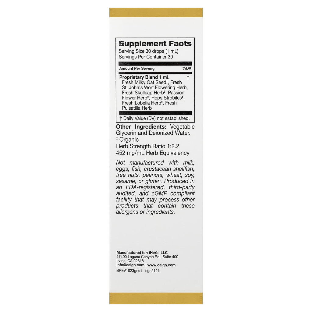 California Gold Nutrition, Goodnight Sleep with Proprietary Blend of Fresh Milky Oat Seed, Fresh St. John's Wort Flowering Herb, Fresh Skullcap Herb and Passion Flower Herb, 1 fl oz (30 ml)