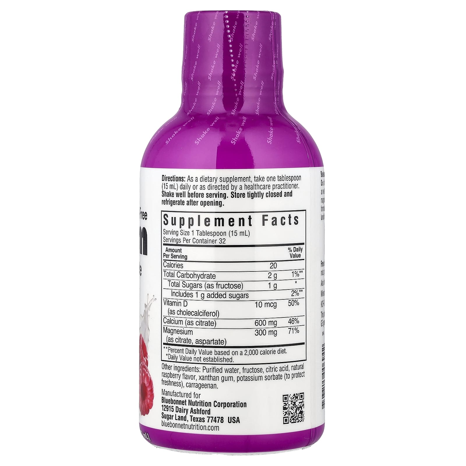 Bluebonnet Nutrition, Liquid Calcium, Magnesium Citrate & Vitamin D3, Raspberry, 16 fl oz (473 ml)