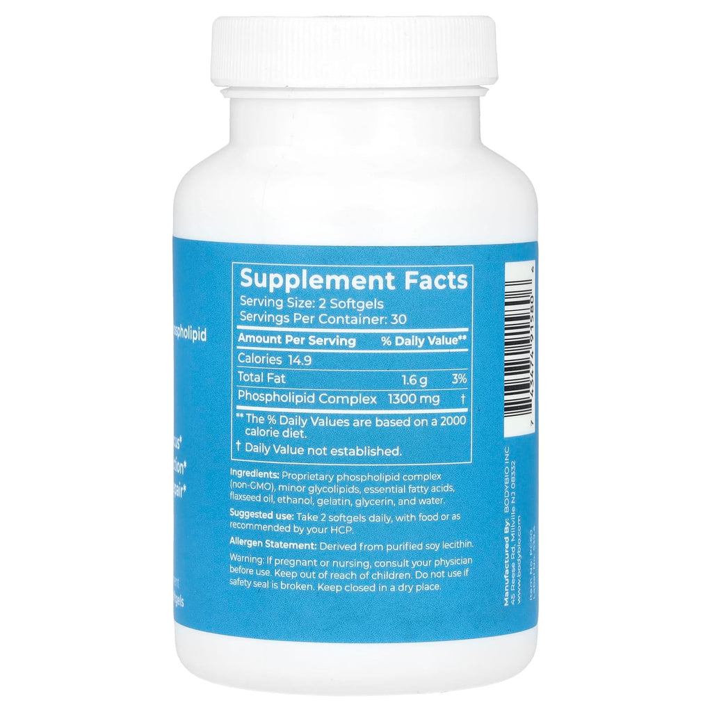 BodyBio, PC, Liposomal Phospholipid Complex, 60 Non-GMO Softgels (650 mg per Softgel)