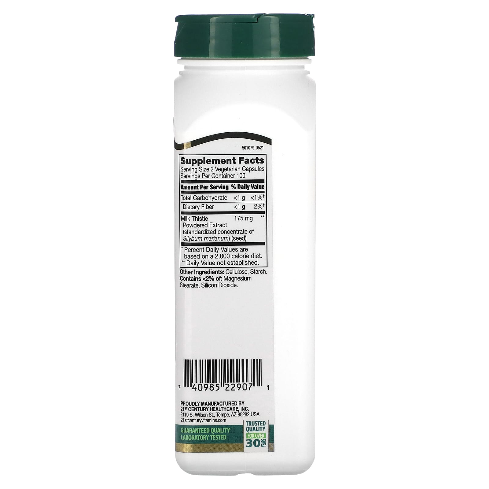 21st Century, Standardized Milk Thistle Extract, 200 Vegetarian Capsules (87.5 mg per Capsule)