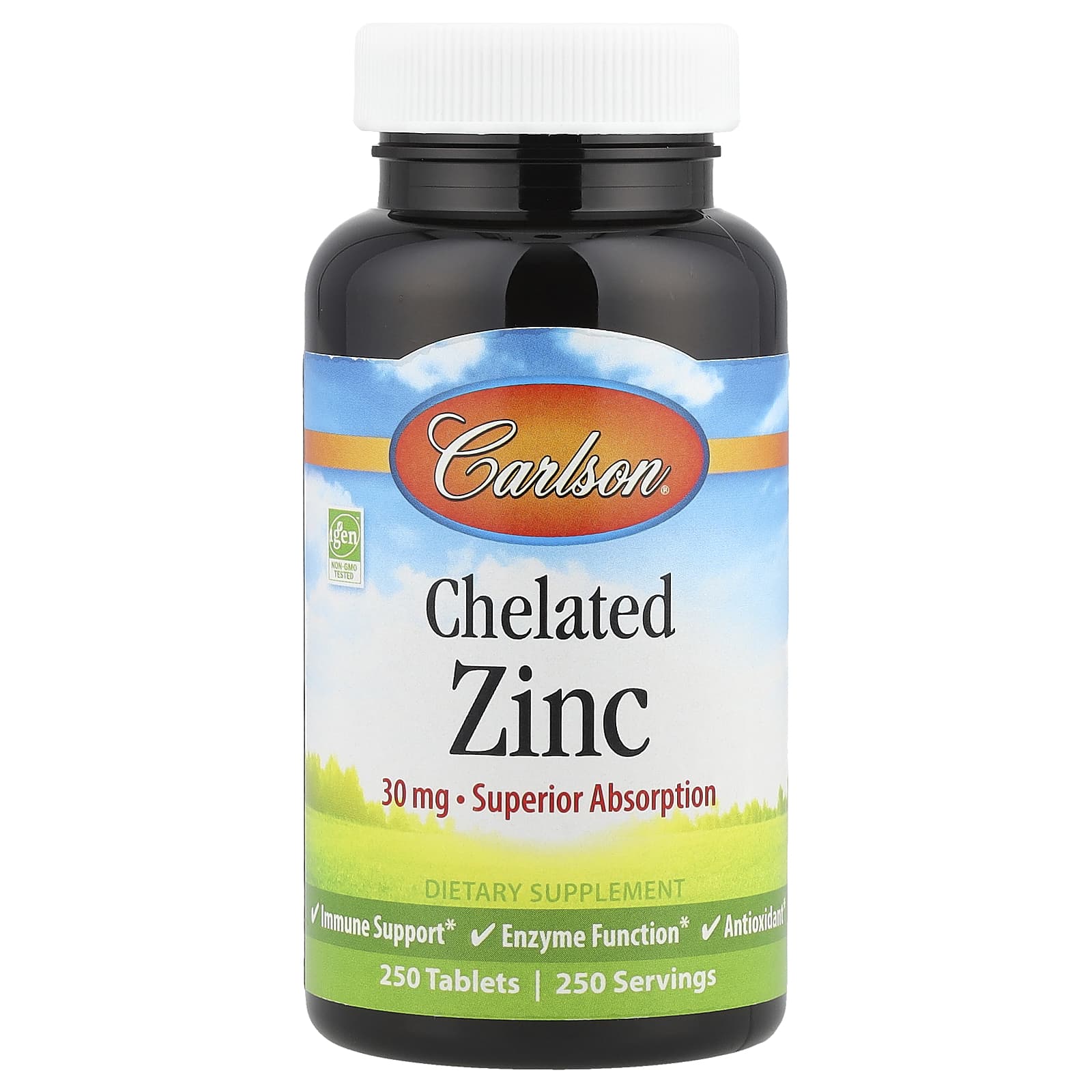 Carlson, Chelated Zinc, 30 mg, 250 Tablets