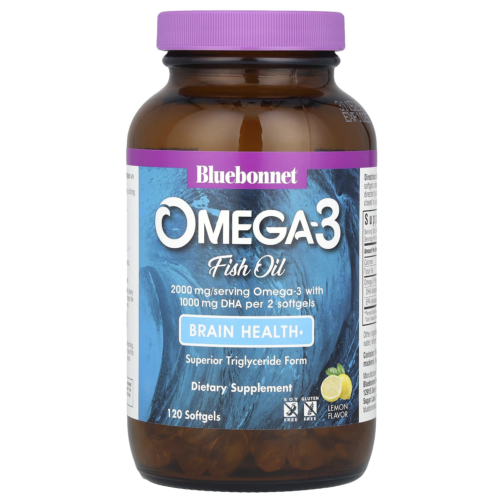 Bluebonnet Nutrition, Omega-3 Fish Oil, Lemon, 120 Softgels
