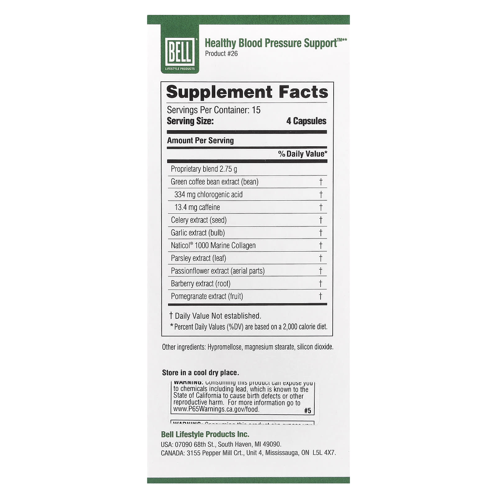 Bell Lifestyle, Healthy Blood Pressure Support™, 60 Veggie Capsules