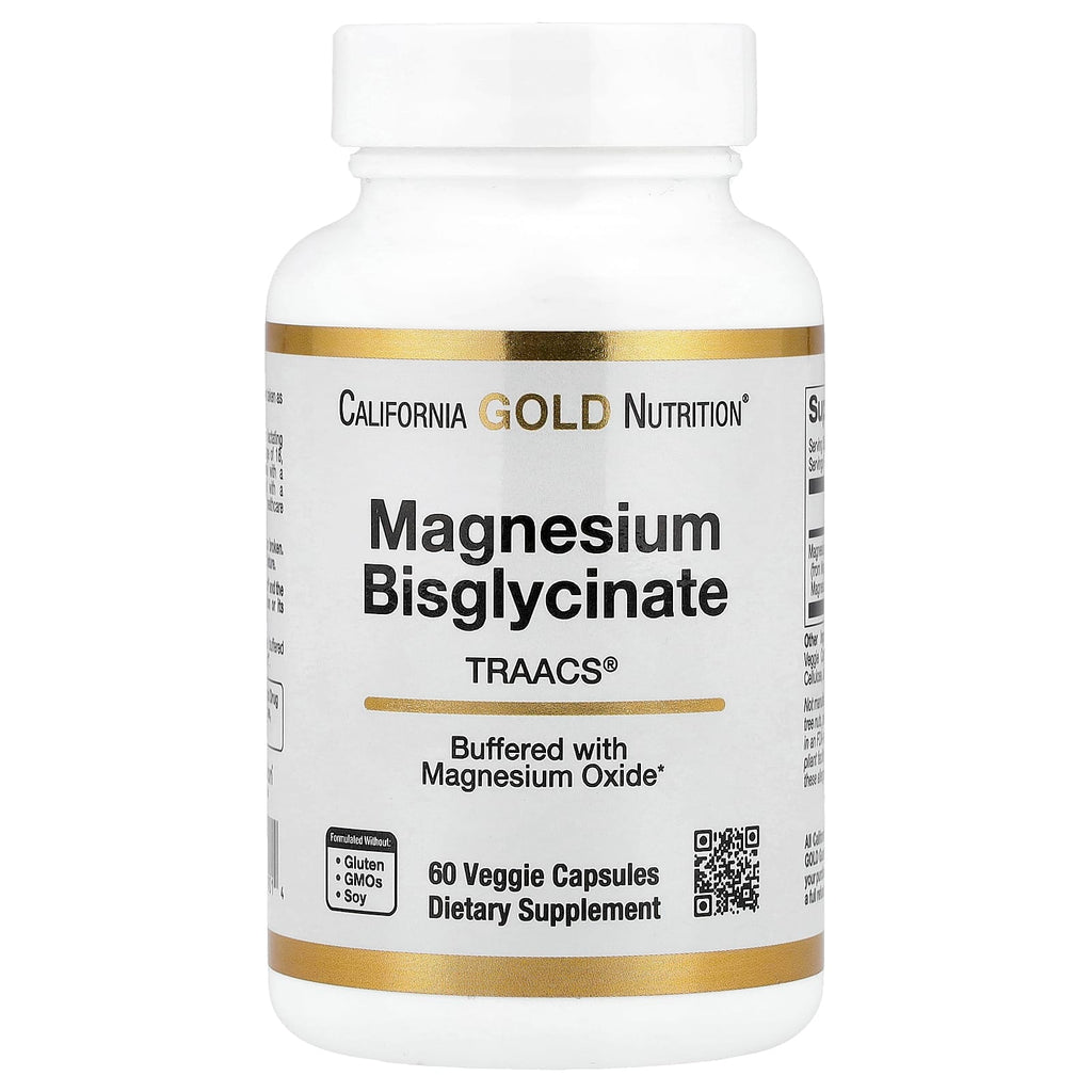 California Gold Nutrition, Magnesium Bisglycinate, Formulated with TRAACS®, 60 Veggie Capsules (100 mg per Capsule)