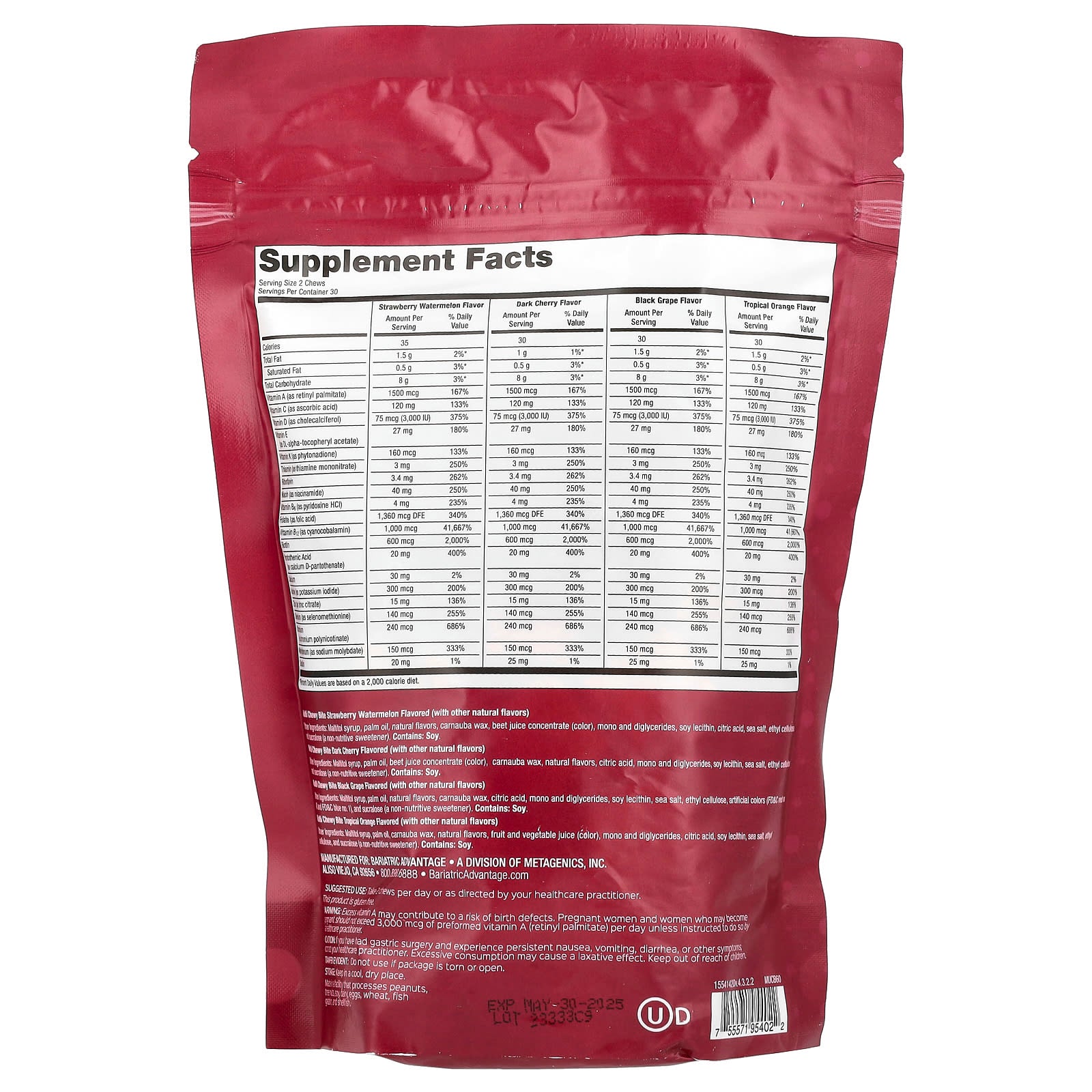 Bariatric Advantage, Multi Chewy Bite, Assorted Fruit , 60 Soft Chews