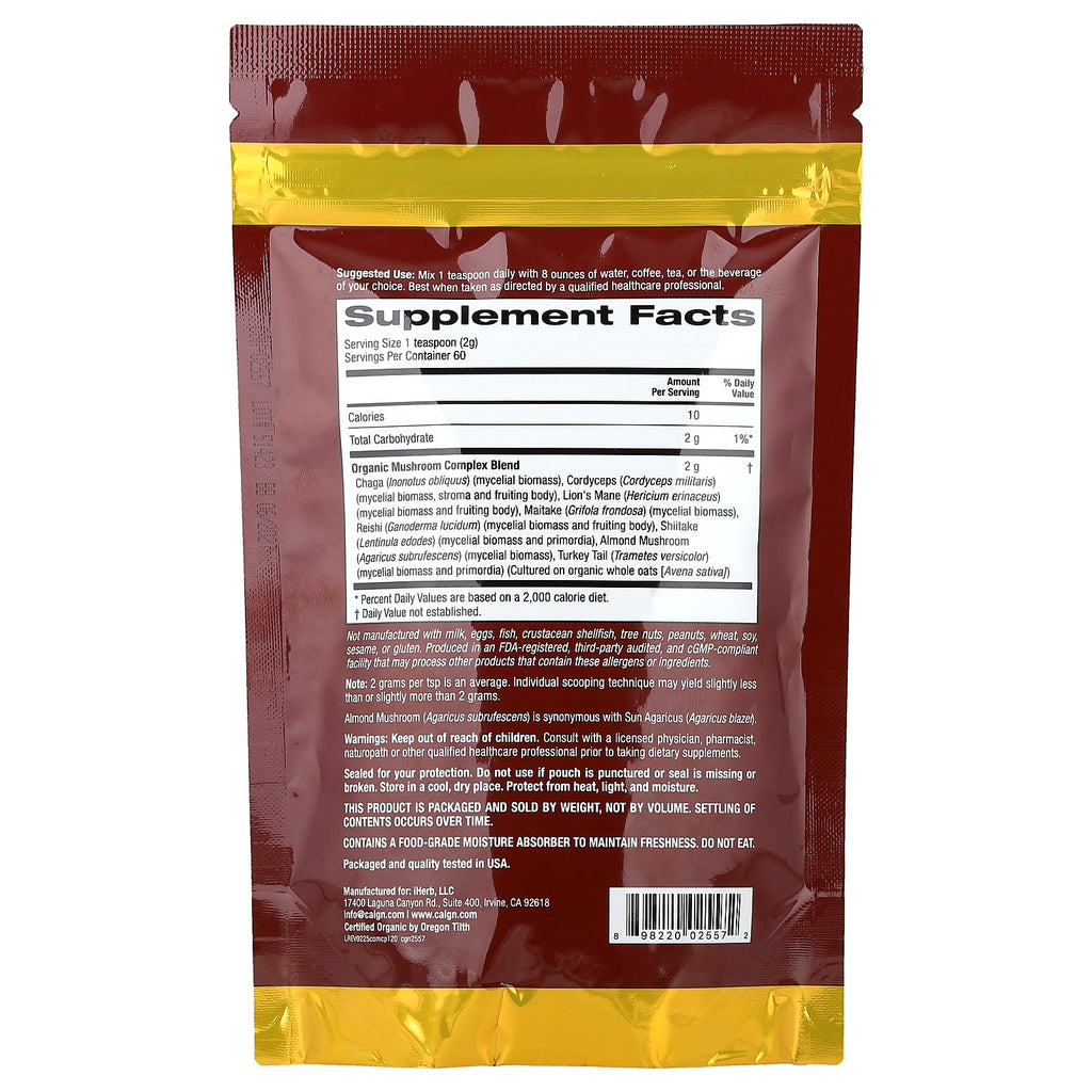 California Gold Nutrition, Certified Organic Mushroom Complex Powder, 4.2 oz (120 g)