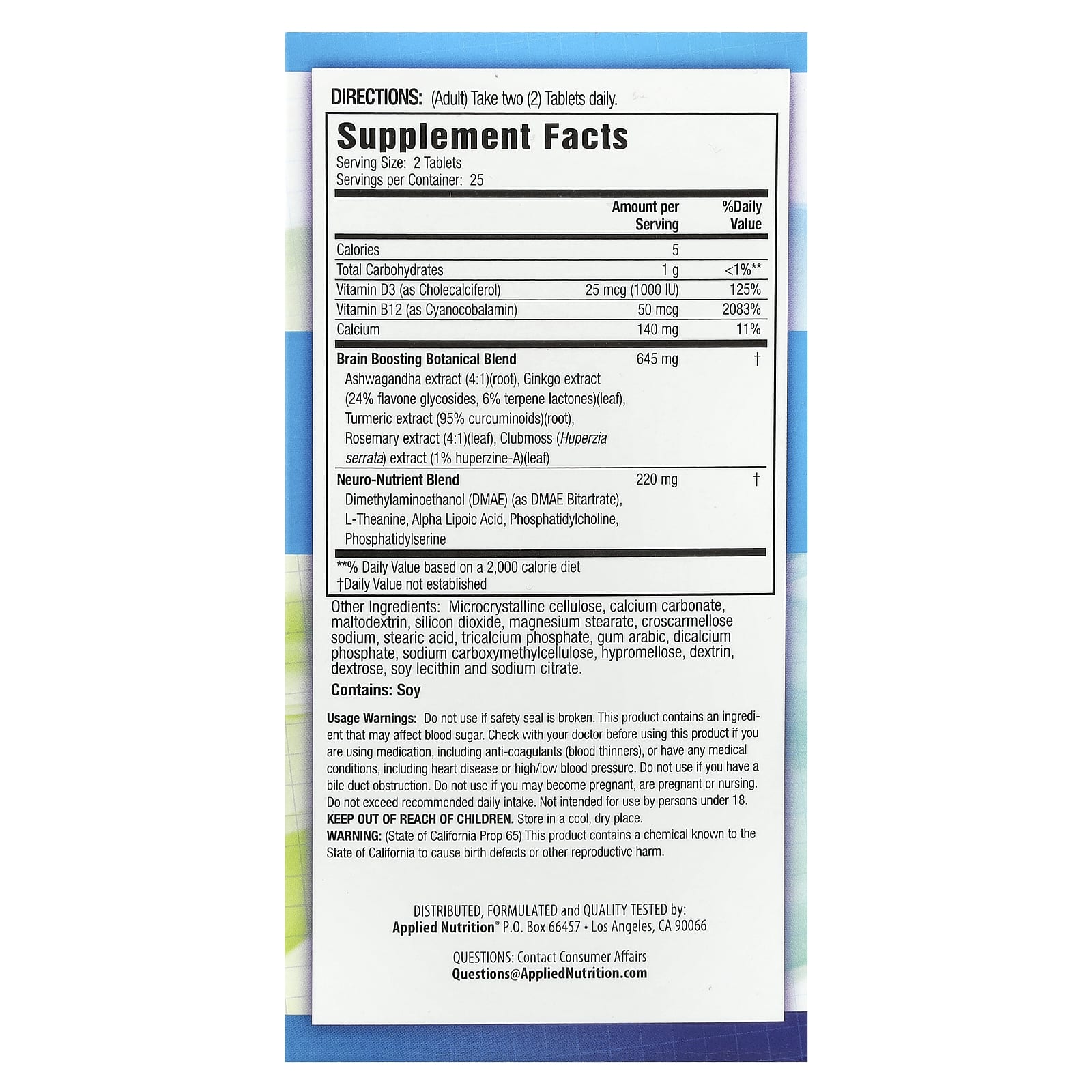 Applied Nutrition, Healthy Brain All-Day Focus®, 50 Tablets