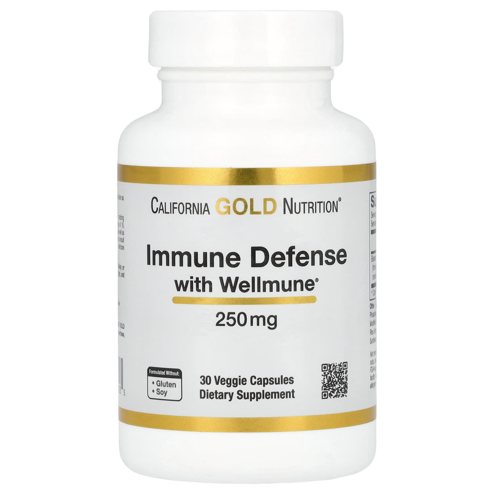 California Gold Nutrition, Immune Defense with Wellmune®, Beta-Glucan, 250 mg, 30 Veggie Capsules