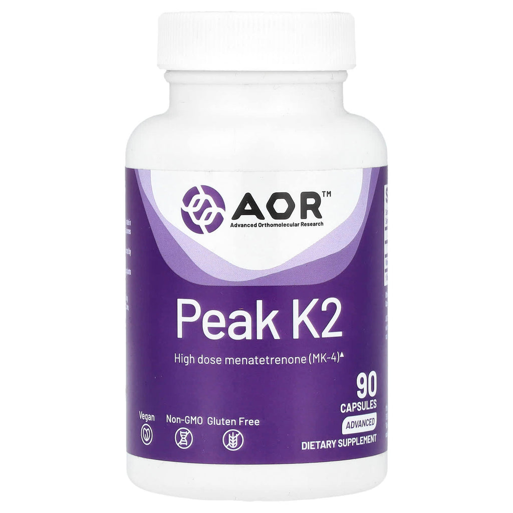 Advanced Orthomolecular Research AOR, Peak K2, 15 mg, 90 Capsules