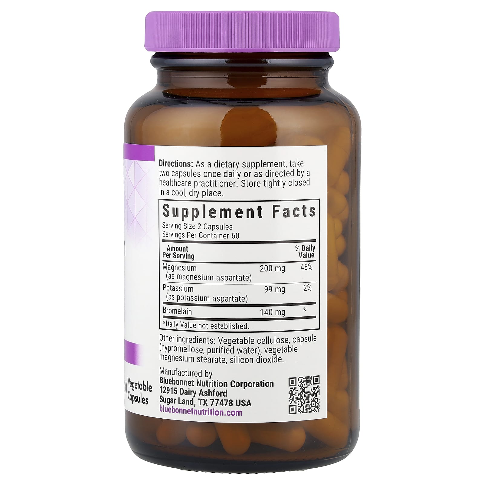 Bluebonnet Nutrition, Magnesium Potassium & Bromelain, 120 Vegetable Capsules