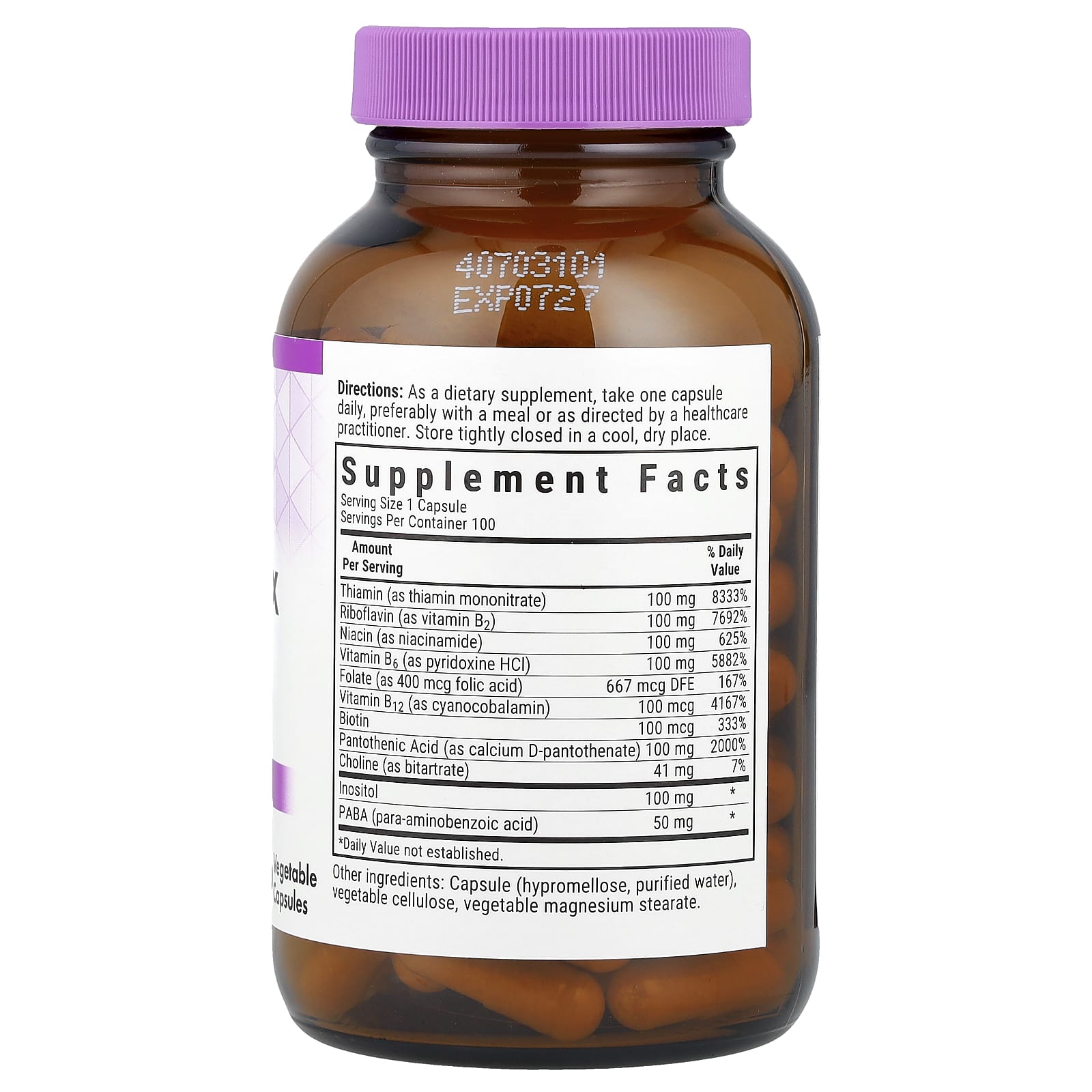 Bluebonnet Nutrition, B-Complex 100, 100 Vegetable Capsules