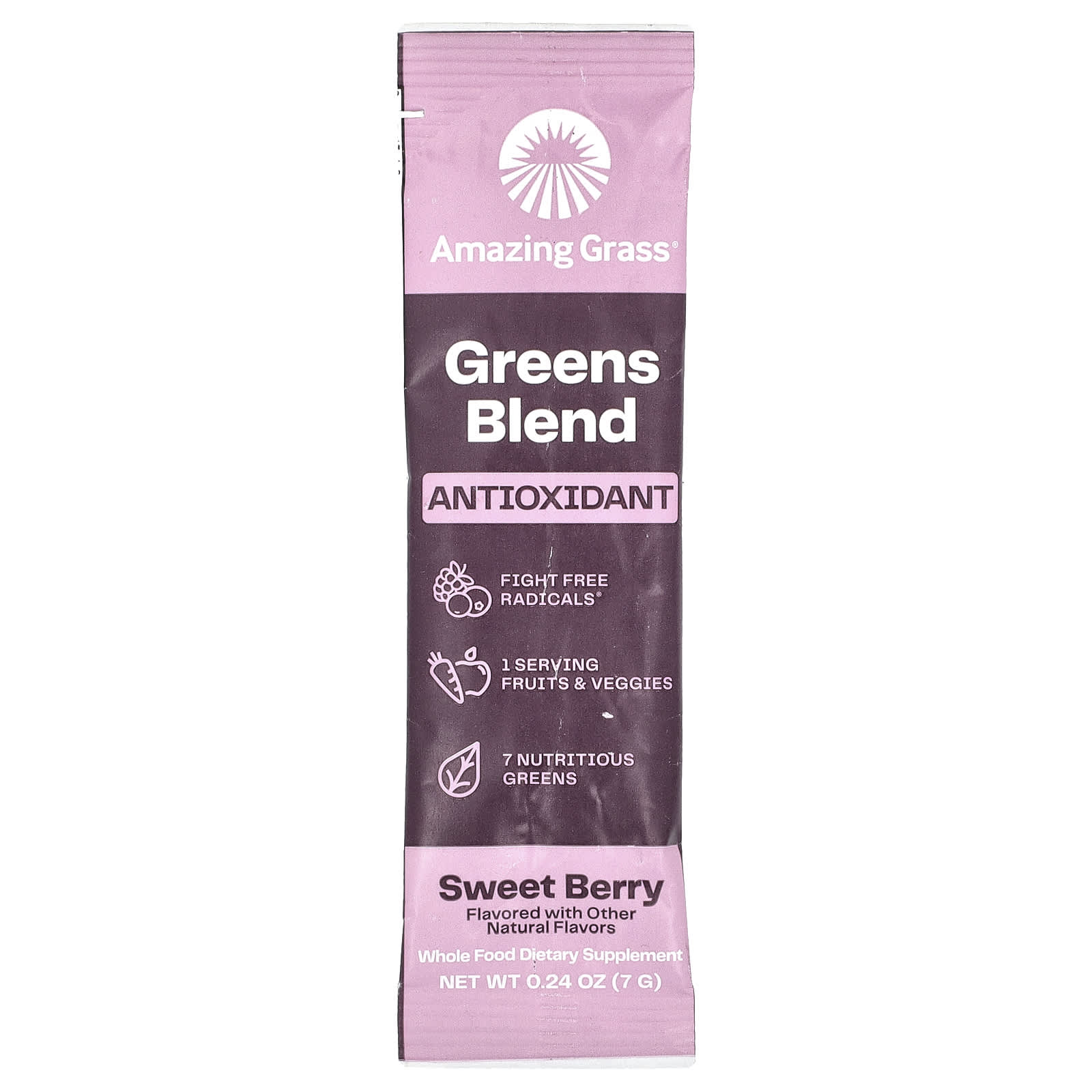 Amazing Grass, Greens Blend, Antioxidant, Sweet Berry, 15 Packets, 0.24 oz (7 g) Each