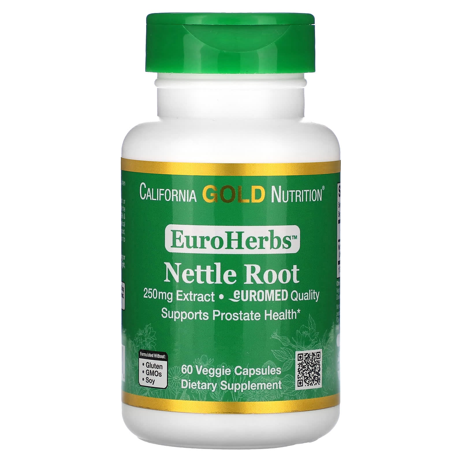 California Gold Nutrition, EuroHerbs, Nettle Root Extract, Euromed Quality, 250 mg, 60 Veggie Capsules