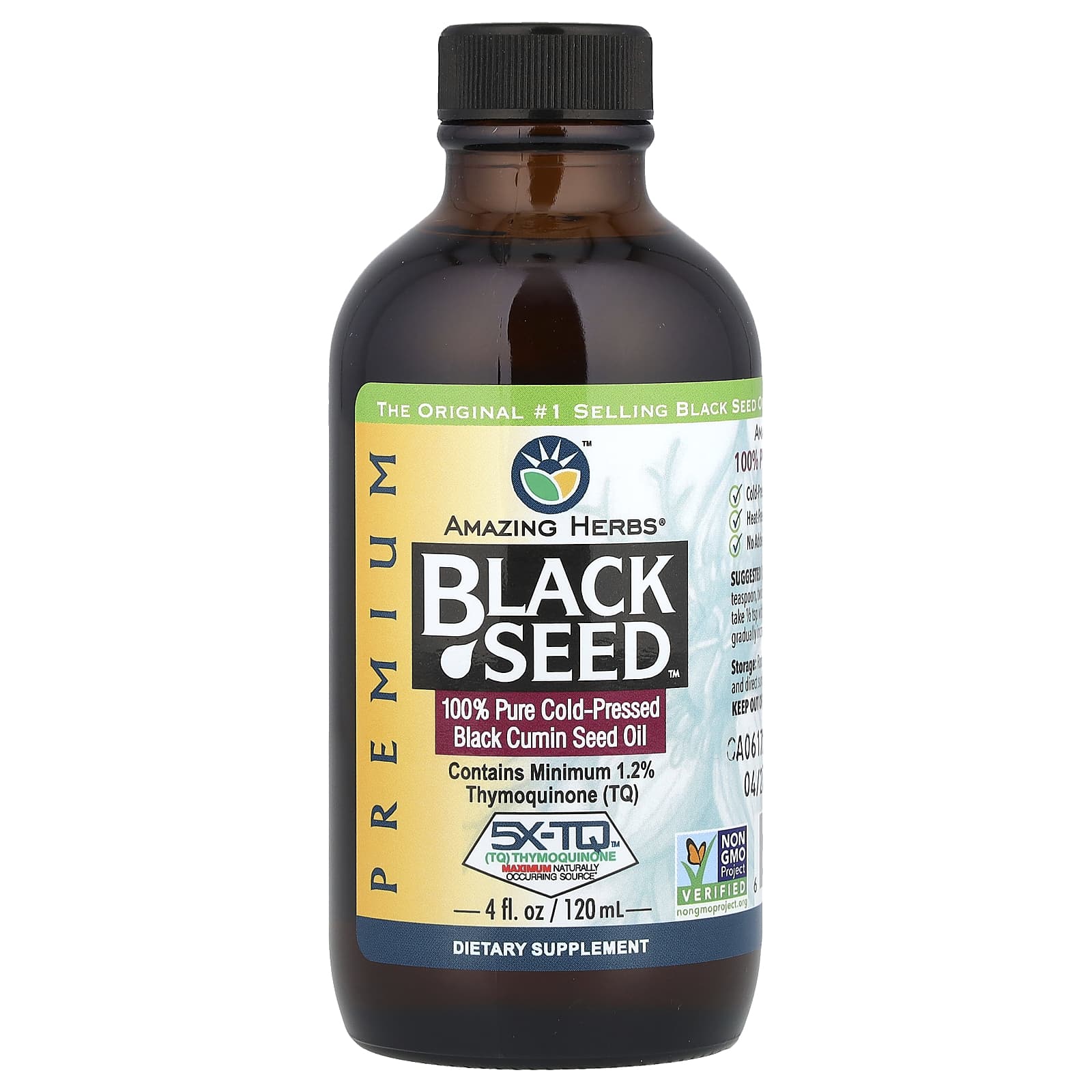 Amazing Herbs, Black Seed™, 100% Pure Cold-Pressed Black Cumin Seed Oil, 4 fl oz (120 ml)