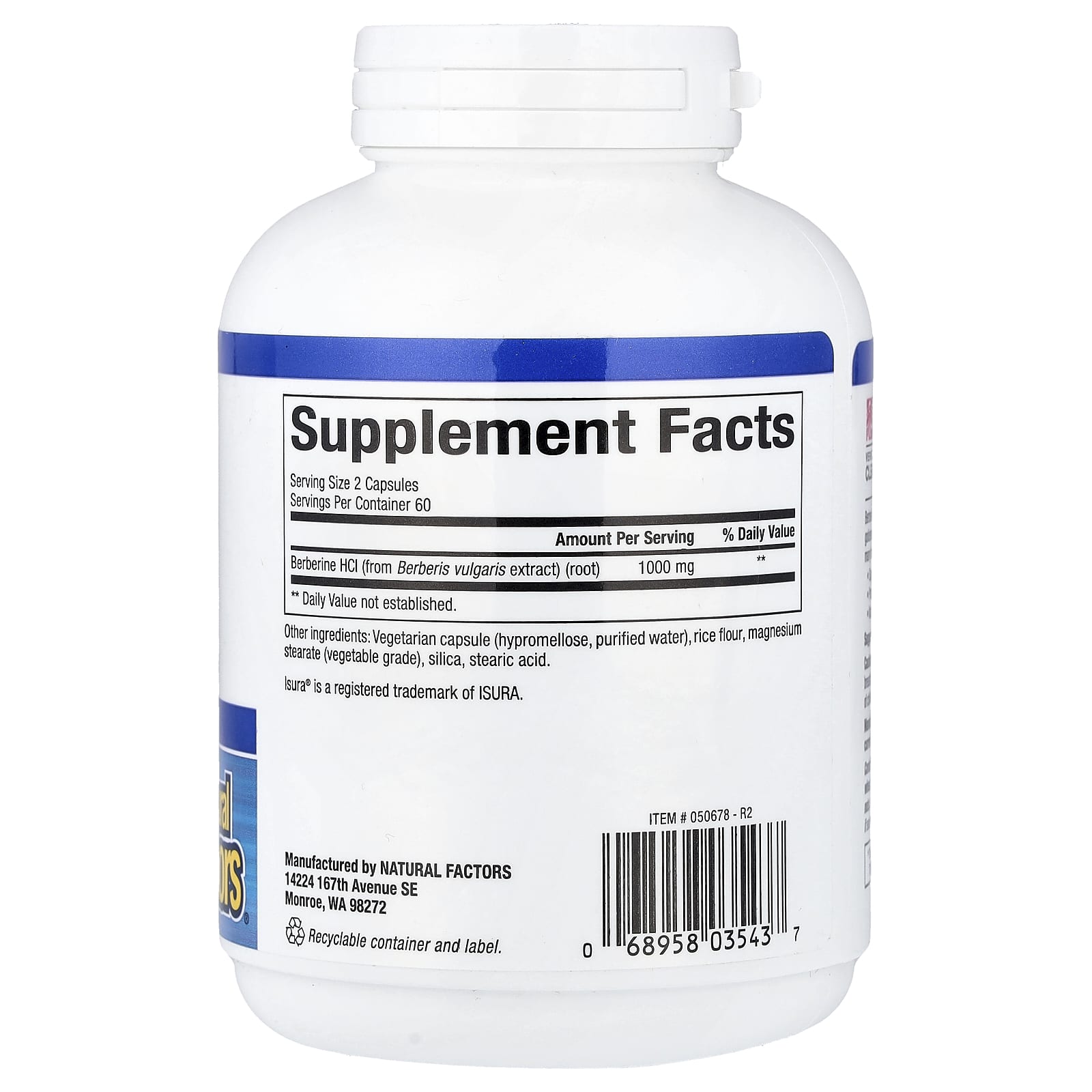 Natural Factors, WellBetX®, Berberine, 120 Vegetarian Capsules (500 mg per Capsule)