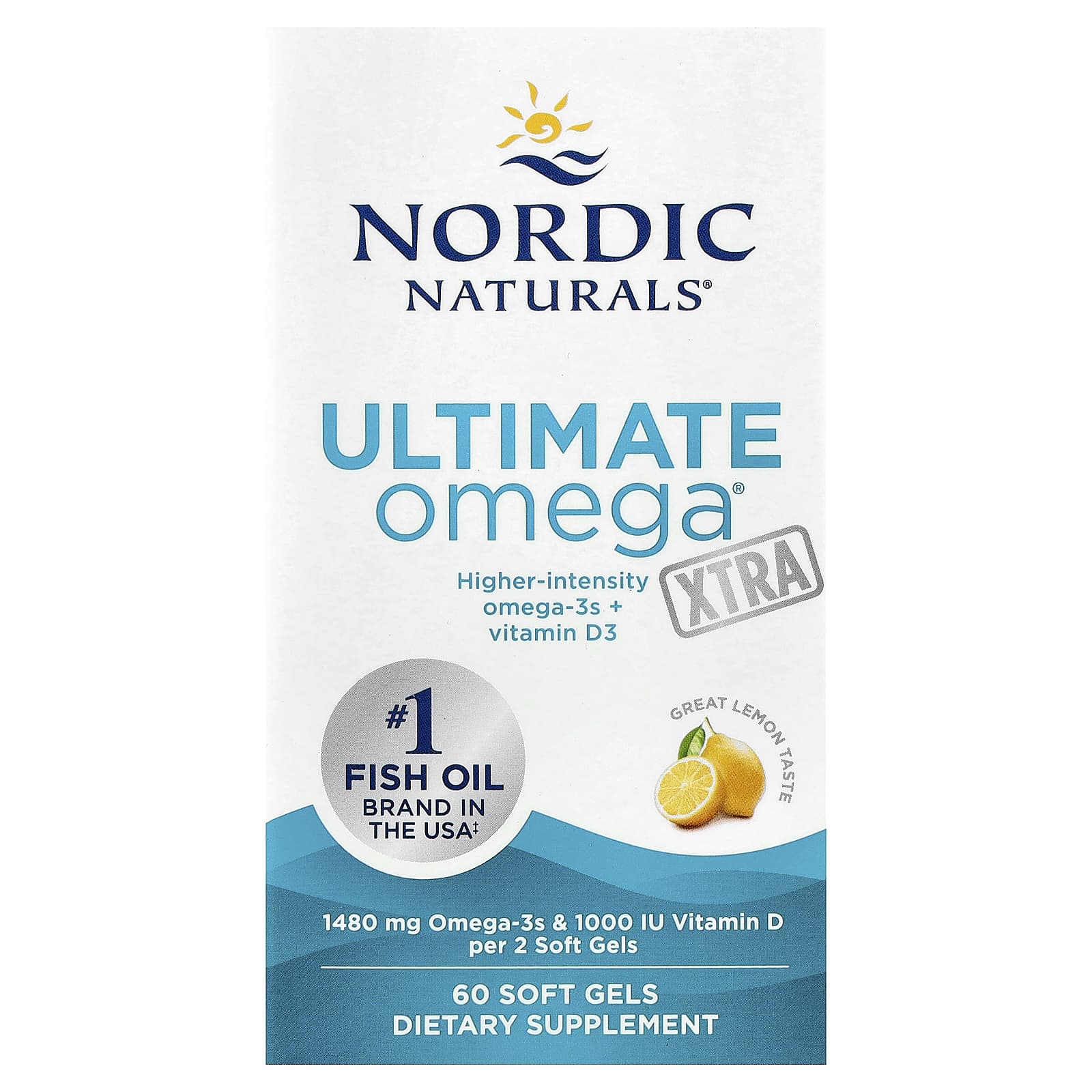 Nordic Naturals, Ultimate Omega® Xtra, Lemon, 60 Soft Gels