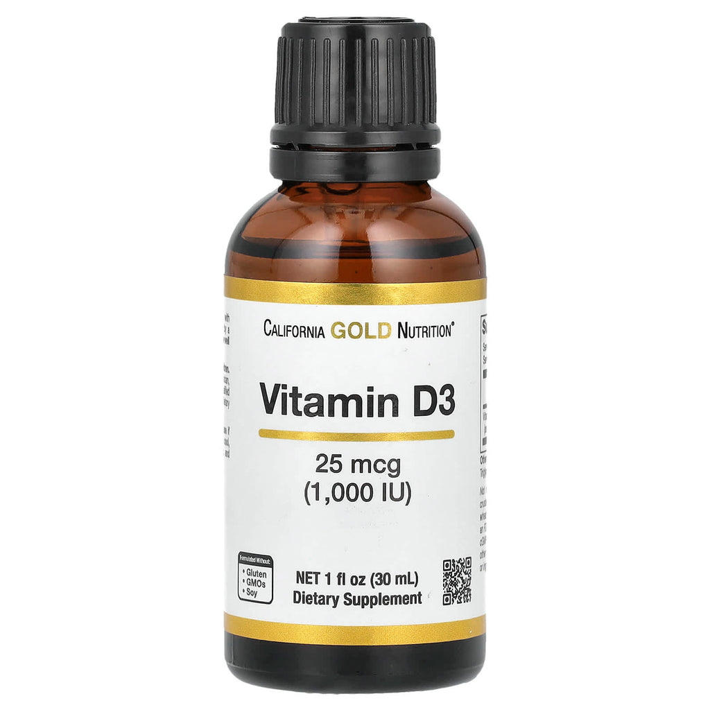 California Gold Nutrition, Vitamin D3, 25 mcg (1,000 IU), 1 fl oz (30 ml)