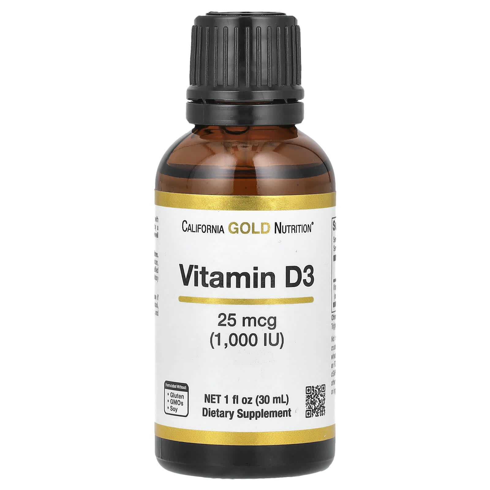 California Gold Nutrition, Vitamin D3, 25 mcg (1,000 IU), 1 fl oz (30 ml)