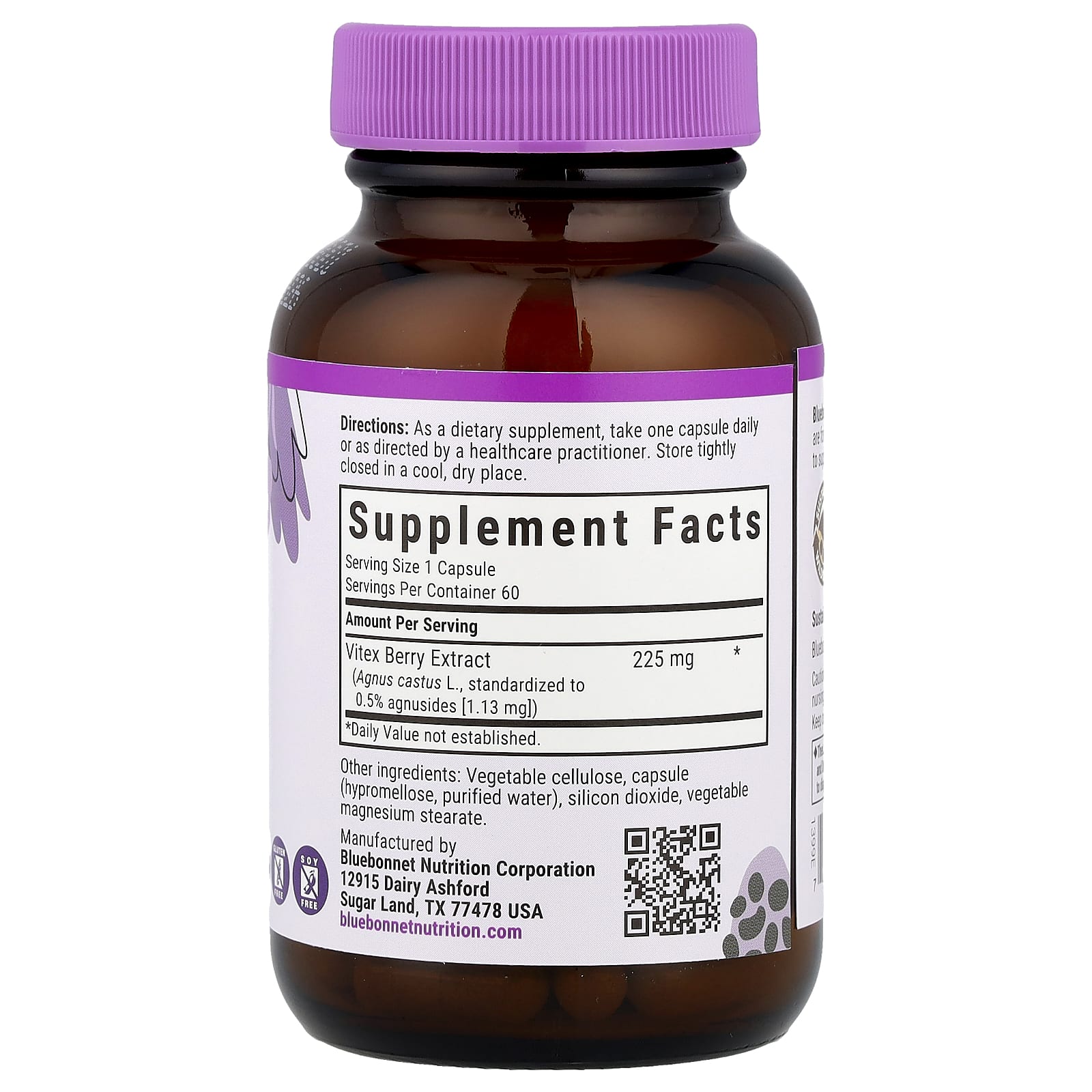 Bluebonnet Nutrition, Vitex Berry Extract, 60 Vegetable Capsules (225 mg per Capsule)