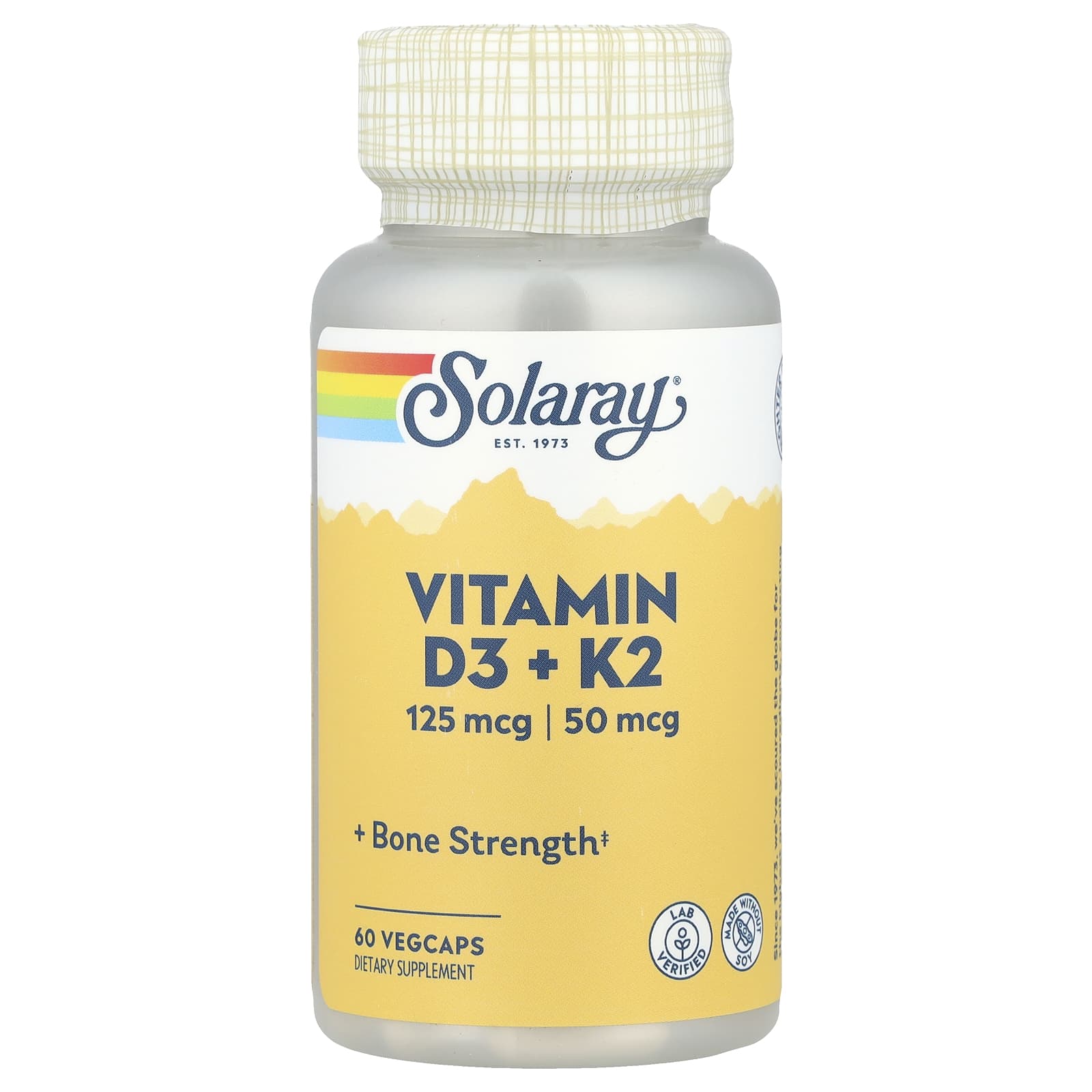 Solaray, Vitamin D3 + K2, 60 VegCaps