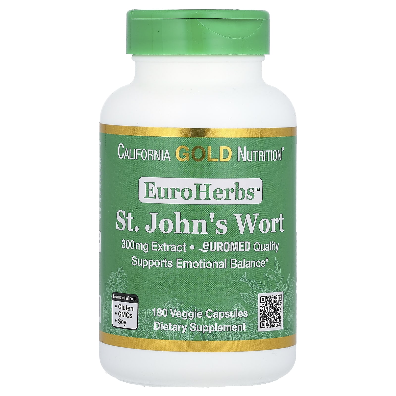 California Gold Nutrition, EuroHerbs, St. John's Wort Extract, Euromed Quality, 300 mg, 180 Veggie Capsules