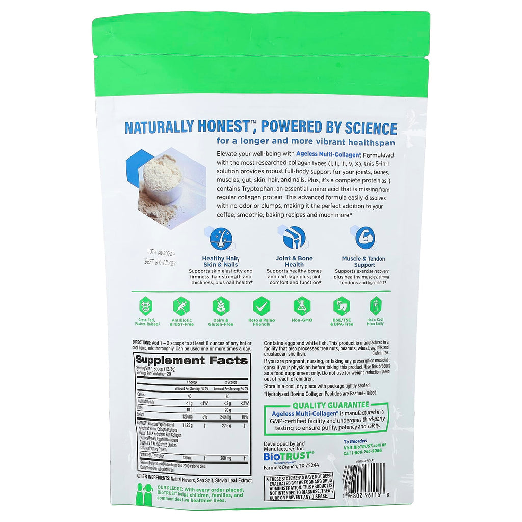 BioTRUST, Ageless Multi Collagen®, Vanilla, 8.67 oz (246 g)