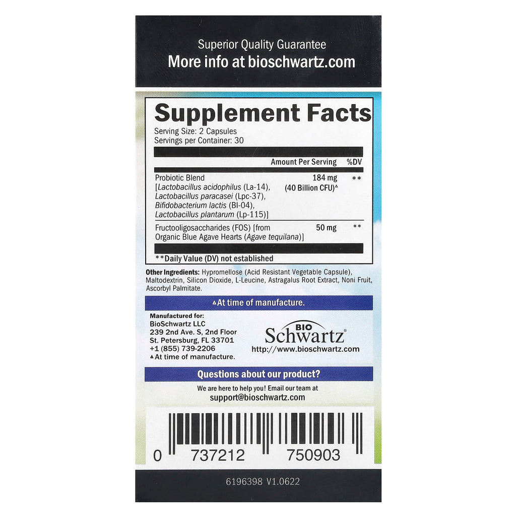 BioSchwartz, Advanced Strength Probiotic, 60 Capsules