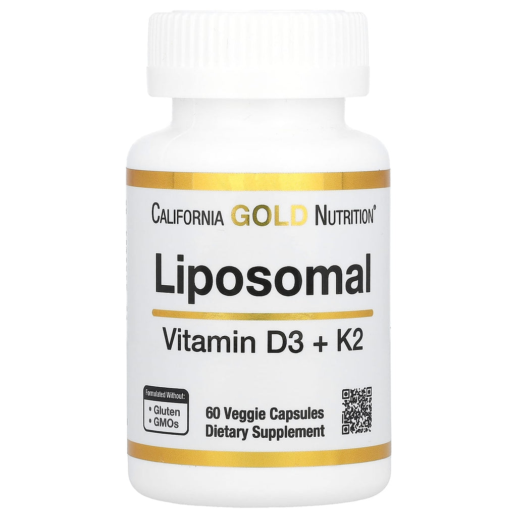 California Gold Nutrition, Liposomal Vitamin K2+ D3, 60 Veggie Capsules