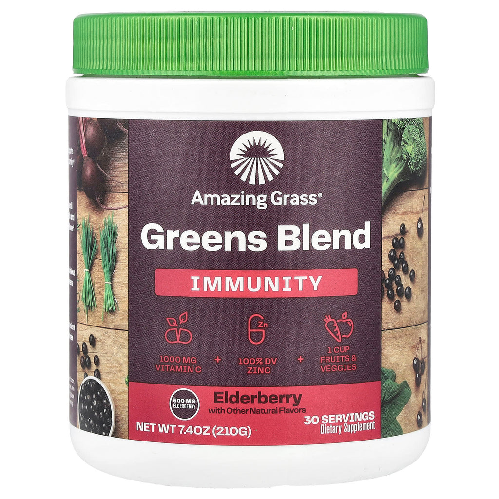 Amazing Grass, Greens Blend, Immunity, Elderberry , 7.4 oz (210 g)