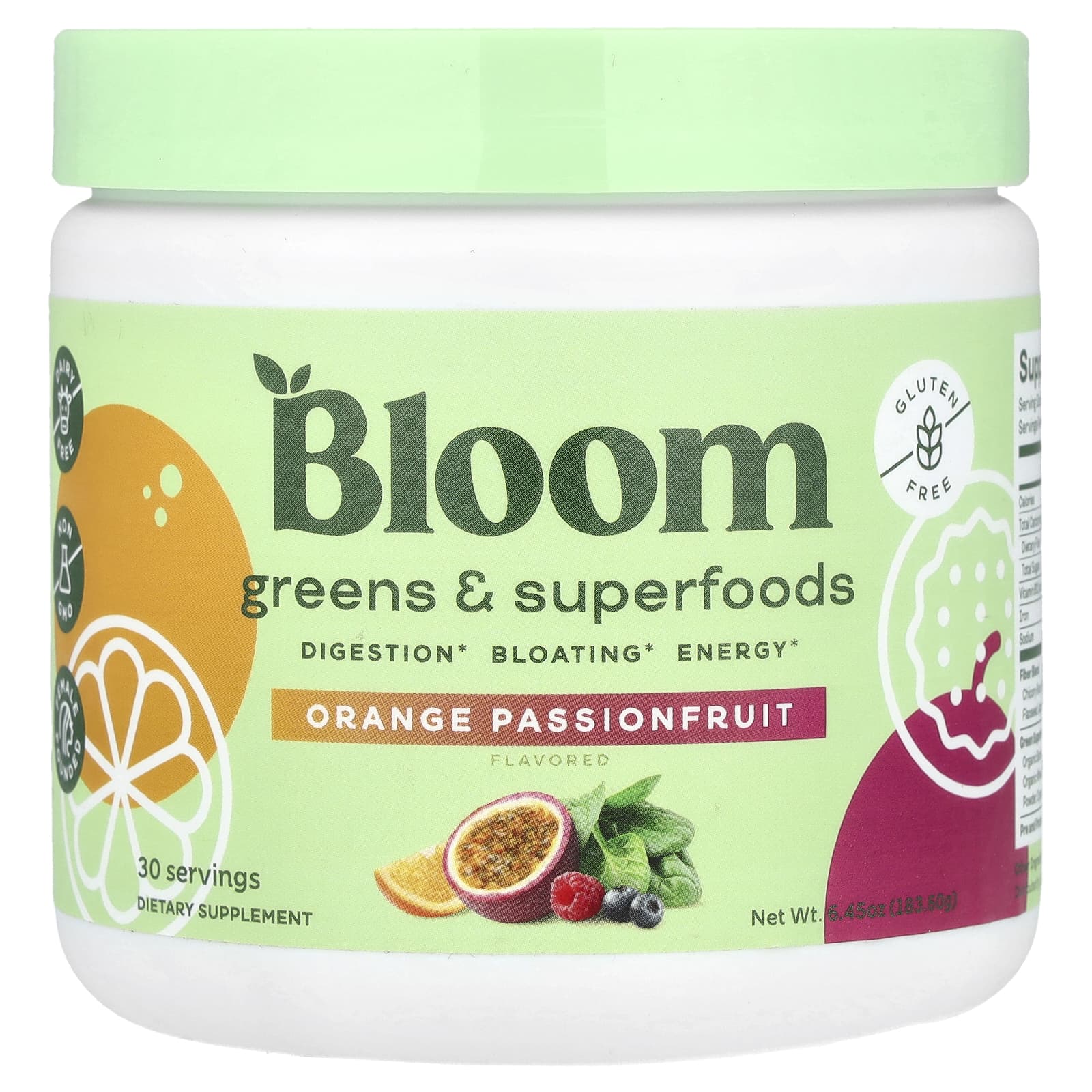 Bloom, Greens & Superfoods, Orange Passionfruit, 6.45 oz (183.6 g)