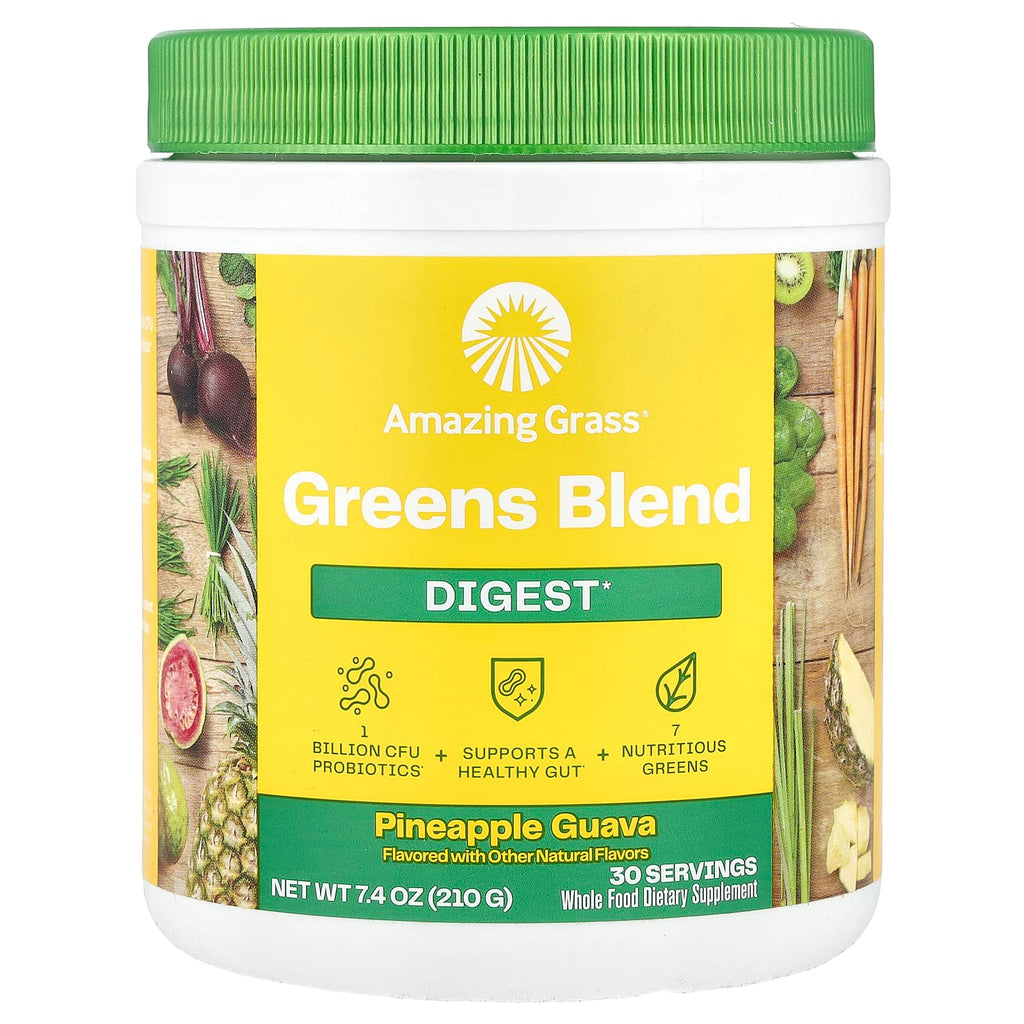 Amazing Grass, Greens Blend, Digest, Pineapple Guava, 7.4 oz (210 g)