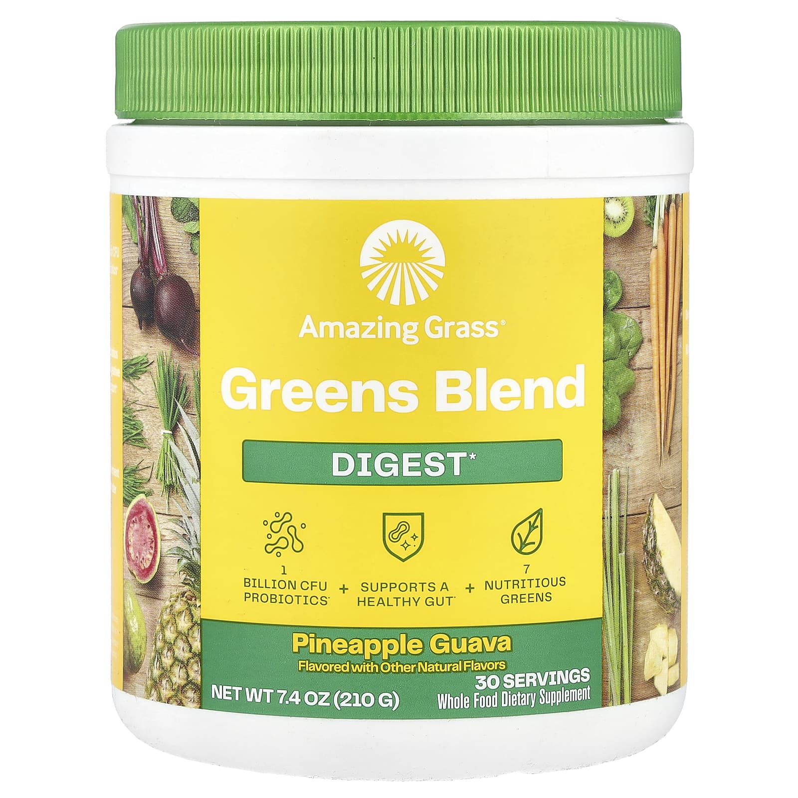 Amazing Grass, Greens Blend, Digest, Pineapple Guava, 7.4 oz (210 g)