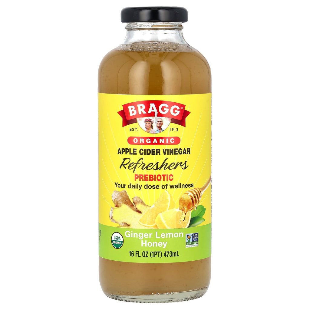 Bragg, Organic Apple Cider Vinegar Refreshers, Prebiotic, Ginger Lemon Honey, 16 fl oz (473 ml)