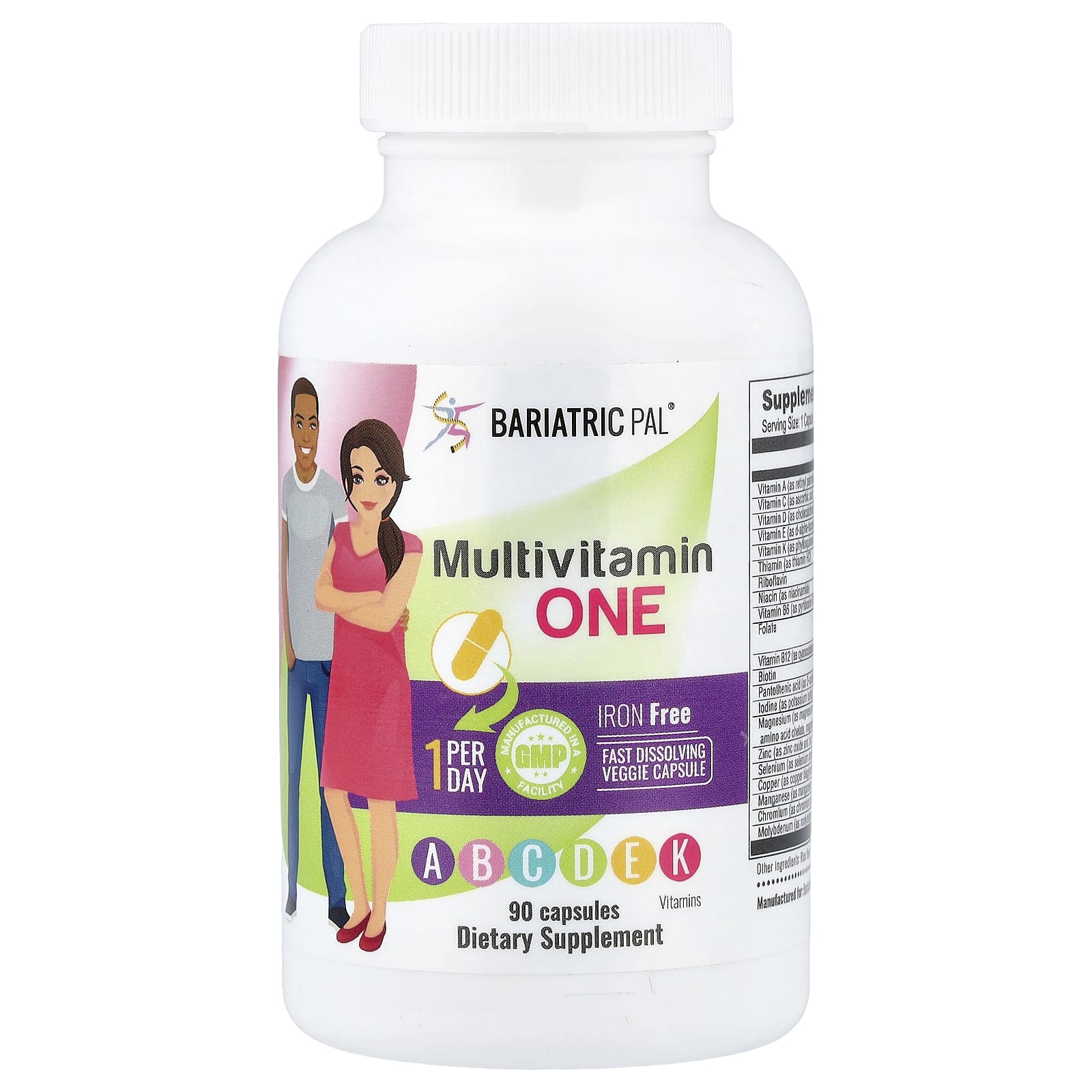 BariatricPal, Multivitamin One, Iron Free, 90 Capsules