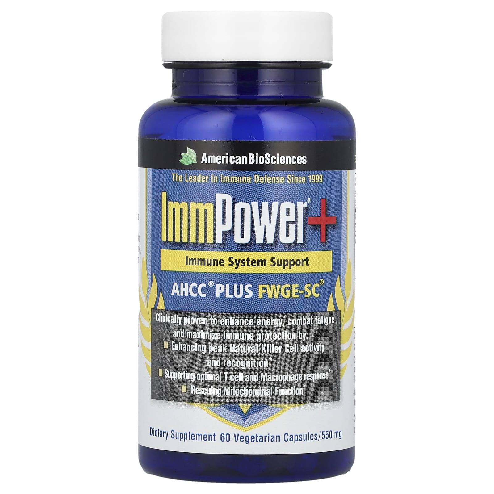 American Biosciences, ImmPower®+, AHCC® Plus FWGE-SC®, 60 Vegetarian Capsules