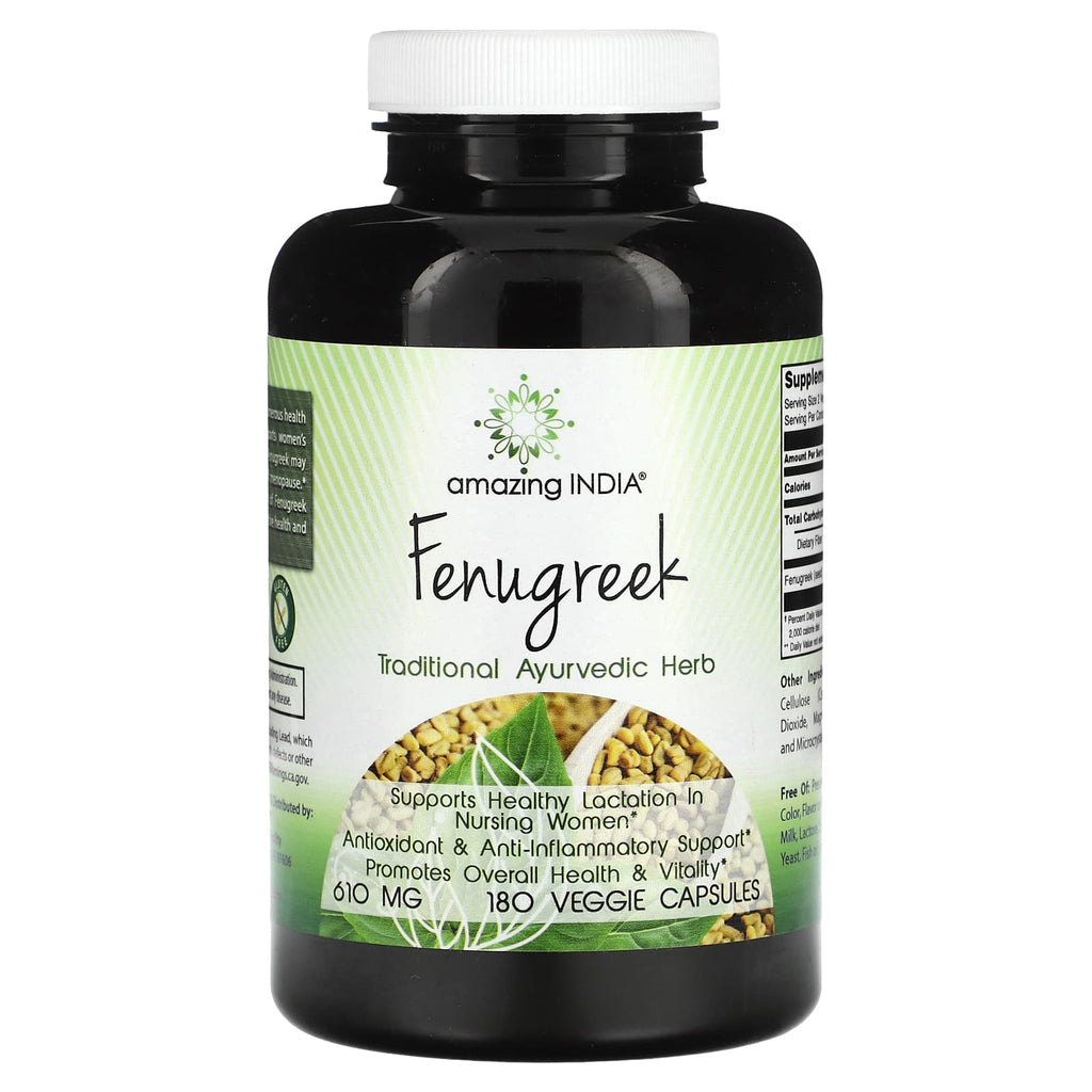 Amazing India, Fenugreek, 180 Veggie Capsules (610 mg Per Capsule)