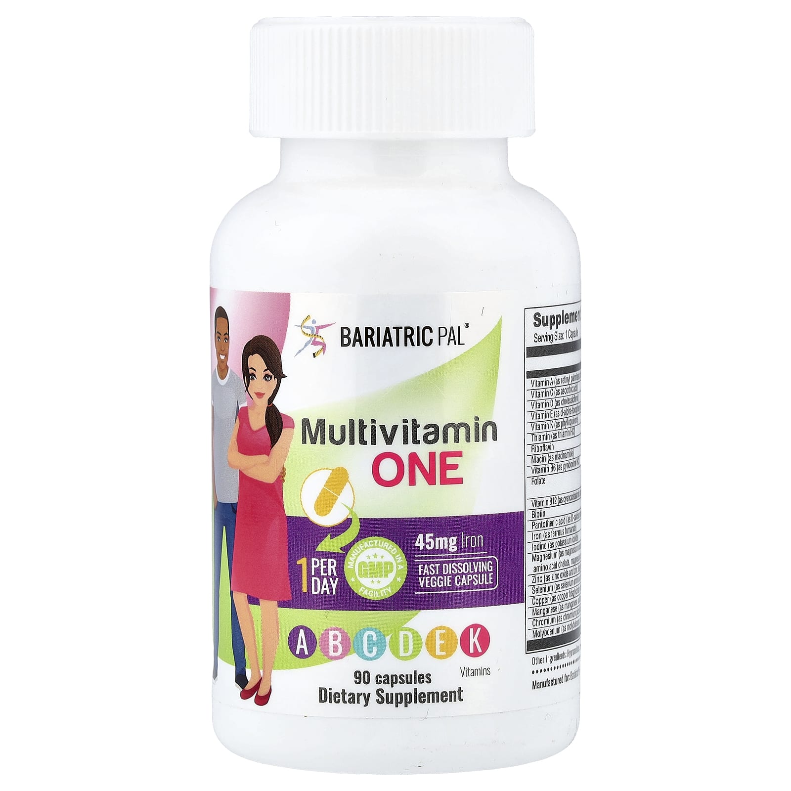 BariatricPal, Multivitamin One with Iron, 90 Capsules