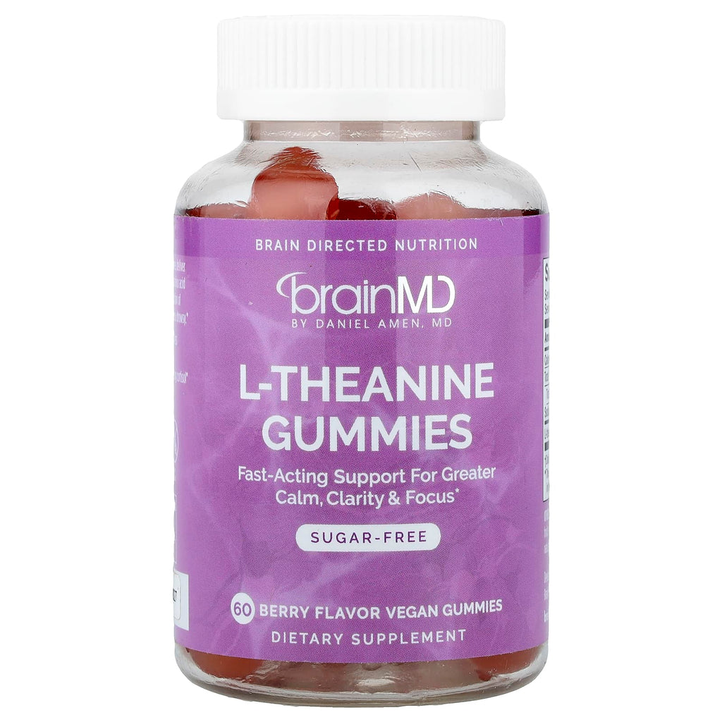 BrainMD, L-theanine Gummies, Berry , 60 Vegan Gummies (100 mg per Gummy)