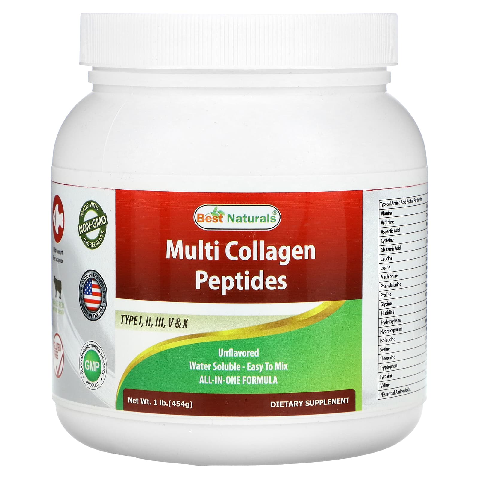 Best Naturals, Multi Collagen Peptides, Unflavored, 1 lb (454 g)