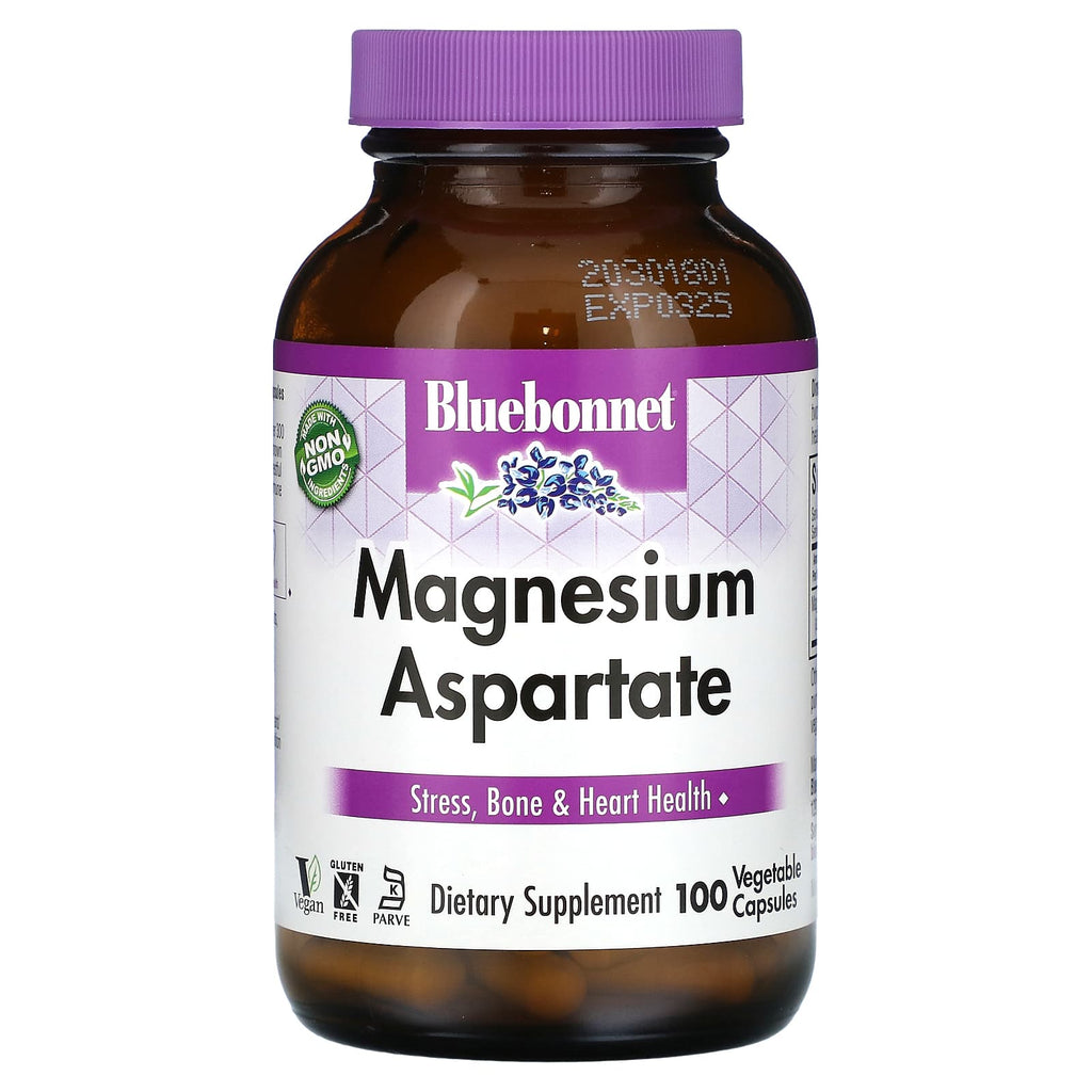 Bluebonnet Nutrition, Magnesium Aspartate, 100 Vegetable Capsules (200 mg per Capsule)