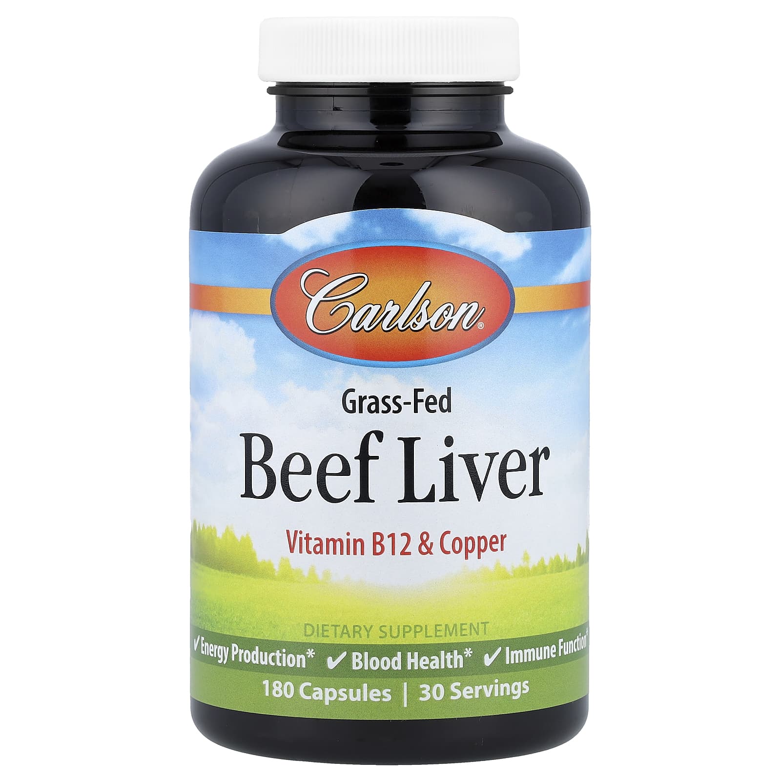 Carlson, Grass-Fed Beef Liver, 180 Capsules