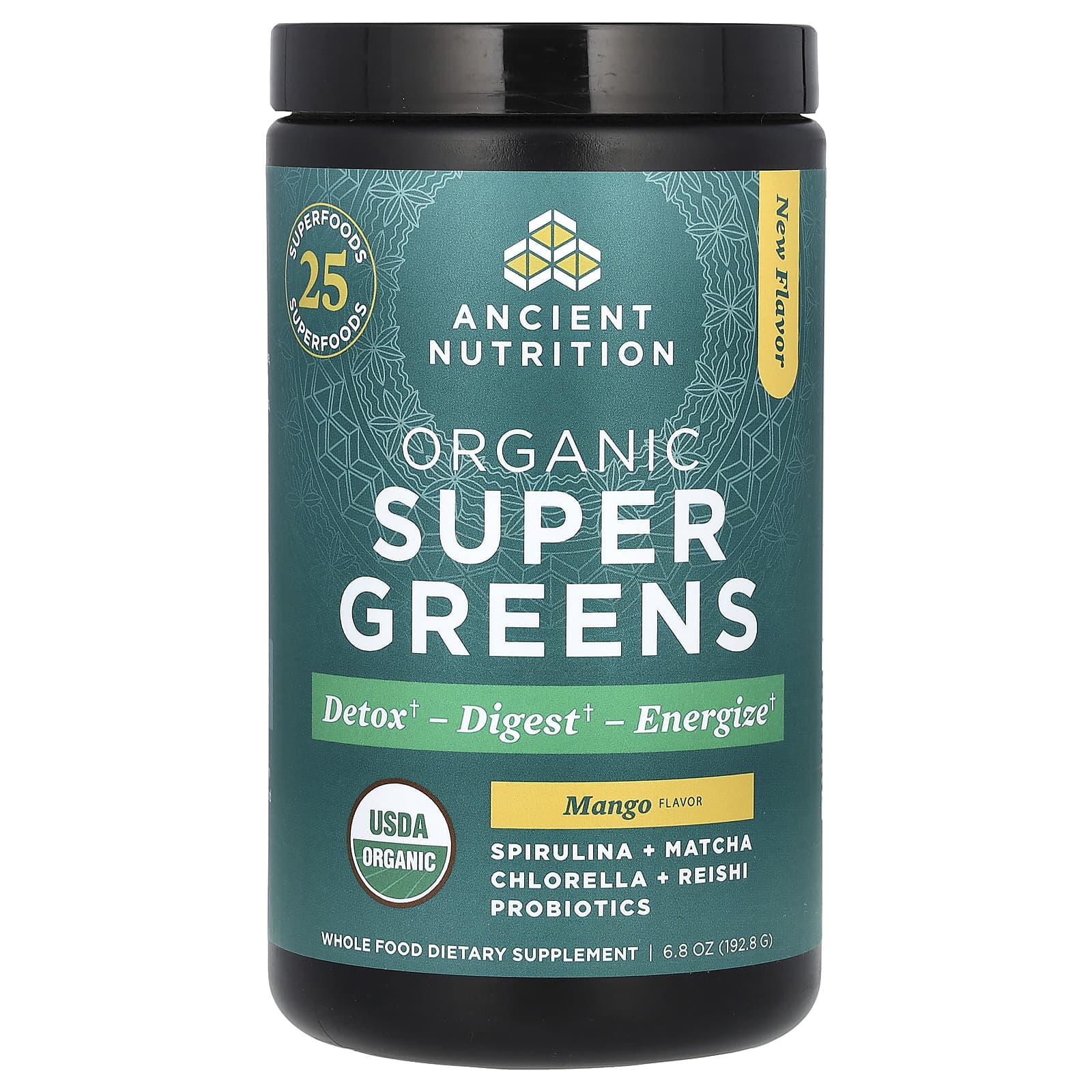 Ancient Nutrition, Organic SuperGreens, Mango, 6.8 oz (192.8 g)