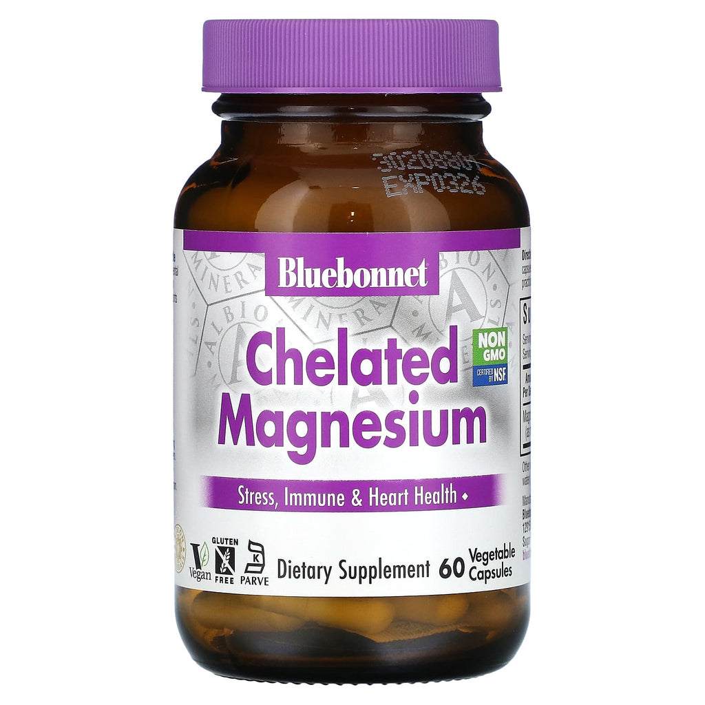 Bluebonnet Nutrition, Chelated Magnesium, 60 Vegetable Capsules (100 mg per Capsule)